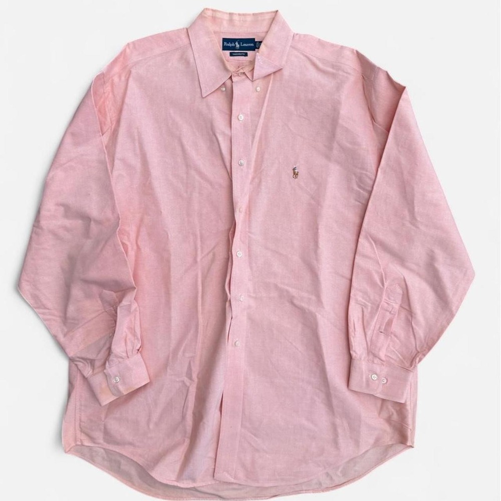 Ralph Lauren Yarmouth Pink Oxford Button Up Shirt Mens 17.5 34/35 XL Pink